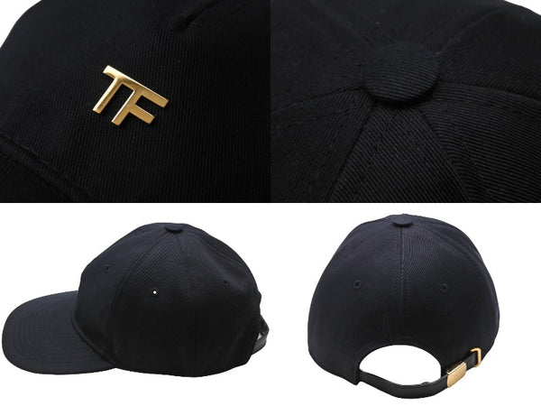 TOM FORD COTTON CANVAS TF BASEBALL CAP Cap Baseball Cap Black Gold Hardware Good Condition Used 66339