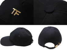 画像をギャラリービューアに読み込む, TOM FORD トムフォード COTTON CANVAS TF BASEBALL CAP キャップ ベースボールキャップ ブラック ゴールド金具 美品 中古 66339