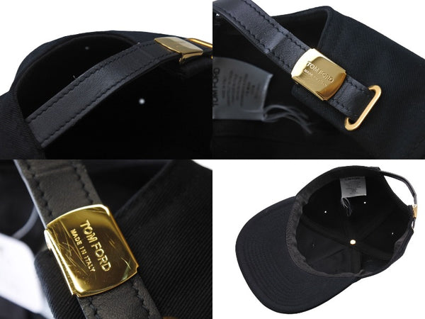 TOM FORD COTTON CANVAS TF BASEBALL CAP Cap Baseball Cap Black Gold Hardware Good Condition Used 66339
