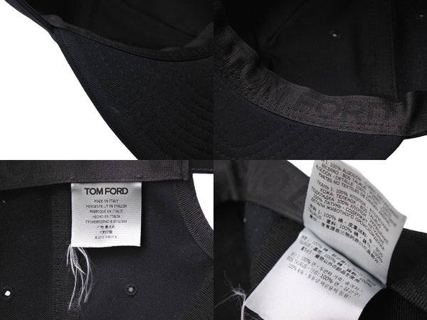 TOM FORD COTTON CANVAS TF BASEBALL CAP Cap Baseball Cap Black Gold Hardware Good Condition Used 66339