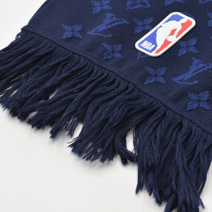 新品同様 LOUIS VUITTON ルイヴィトン 21AW エシャルプ NBA モノグラム レターズ マフラー MP3033 ネイビー マルチカラー 中古 4a006634