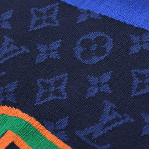 新品同様 LOUIS VUITTON ルイヴィトン 21AW エシャルプ NBA モノグラム レターズ マフラー MP3033 ネイビー マルチカラー 中古 4a006634