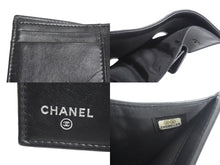 画像をギャラリービューアに読み込む, CHANEL シャネル 三つ折り財布 24番台 カメリア ココマーク ラインストーン ラムスキン ブラック ウォレット 美品 中古 66341