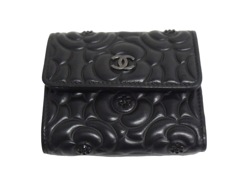 CHANEL シャネル 三つ折り財布 24番台 カメリア ココマーク ライン