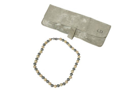 Very Good Condition Christian Dior Choker Pearl Necklace 7.7mm GP Pearl Gray Beige Used 66343