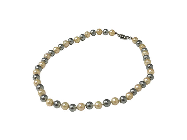 Very Good Condition Christian Dior Choker Pearl Necklace 7.7mm GP Pearl Gray Beige Used 66343