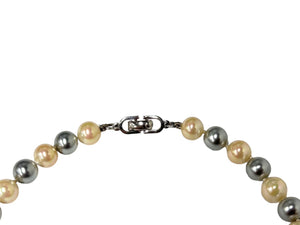 Very Good Condition Christian Dior Choker Pearl Necklace 7.7mm GP Pearl Gray Beige Used 66343