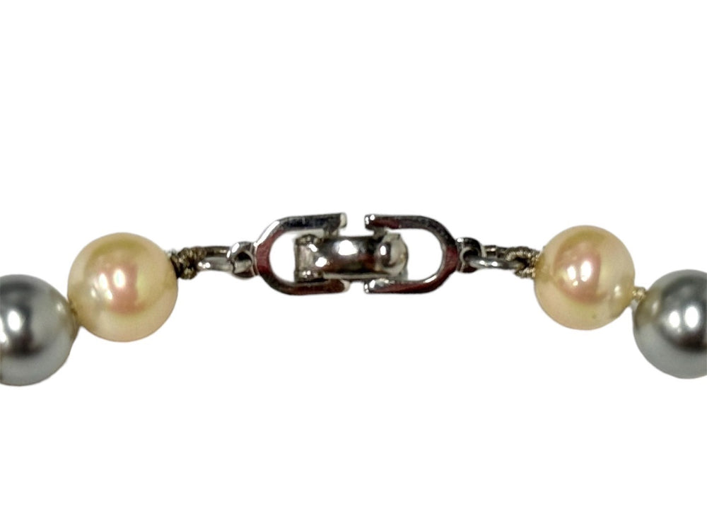 極美品 Christian Dior クリスチャンディオール チョーカー パールネックレス 7.7mm GP パール グレー ベージュ 中古 66343