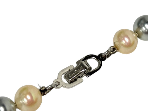Very Good Condition Christian Dior Choker Pearl Necklace 7.7mm GP Pearl Gray Beige Used 66343