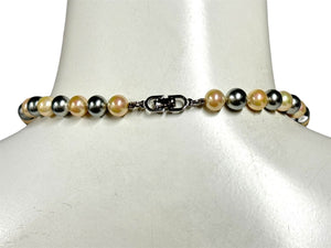 Very Good Condition Christian Dior Choker Pearl Necklace 7.7mm GP Pearl Gray Beige Used 66343