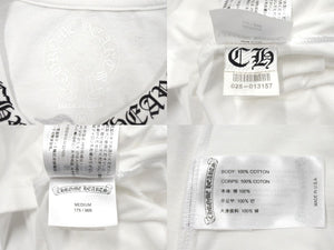 極美品 CHROME HEARTS クロムハーツ 半袖Ｔシャツ トップス クールネック サイズM ホワイト ブラック 中古 66369