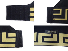 Load image into Gallery viewer, VERSACE ヴェルサーチ ブラトップ グレカ ボーダー トライアングル ブラレット ブラック ゴールド 美品 中古 66374