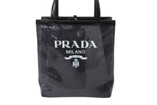 Load image into Gallery viewer, PRADA プラダ トートバッグ ハンドバッグ スパンコール メッシュ イタリア製 1BG417 ブラック ホワイト 美品 中古 66391