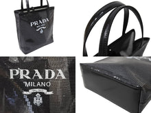 Load image into Gallery viewer, PRADA プラダ トートバッグ ハンドバッグ スパンコール メッシュ イタリア製 1BG417 ブラック ホワイト 美品 中古 66391