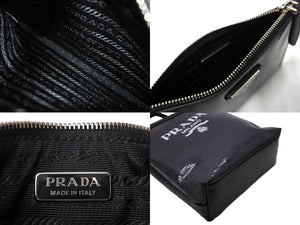 PRADA プラダ トートバッグ ハンドバッグ スパンコール メッシュ イタリア製 1BG417 ブラック ホワイト 美品 中古 66391