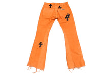画像をギャラリービューアに読み込む, ChromeHearts クロムハーツ ギャラリーデプト リーバイス クロスパッチフレアデニムパンツ オレンジ サイズ28 美品 中古 66398