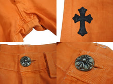 画像をギャラリービューアに読み込む, ChromeHearts クロムハーツ ギャラリーデプト リーバイス クロスパッチフレアデニムパンツ オレンジ サイズ28 美品 中古 66398