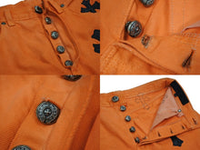 画像をギャラリービューアに読み込む, ChromeHearts クロムハーツ ギャラリーデプト リーバイス クロスパッチフレアデニムパンツ オレンジ サイズ28 美品 中古 66398