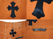 画像をギャラリービューアに読み込む, ChromeHearts クロムハーツ ギャラリーデプト リーバイス クロスパッチフレアデニムパンツ オレンジ サイズ28 美品 中古 66398