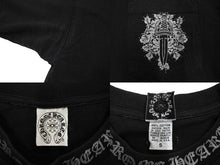 画像をギャラリービューアに読み込む, CHROME HEARTS クロムハーツ 半袖Tシャツ クルーネック カットソー コットン サイズS ブラック グレー 良品 中古 66402