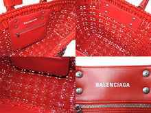 Load image into Gallery viewer, 極美品 BALENCIAGA バレンシアガ ビストロ バスケットバッグ ハンドバッグ ツイード レッド エナメル 中古 66415