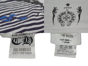 CHROME HEARTS クロムハーツ 半袖Ｔシャツ サイズS FOTI フォティ スカル ボーダー ホワイト パープル コットン 美品 中古 66474