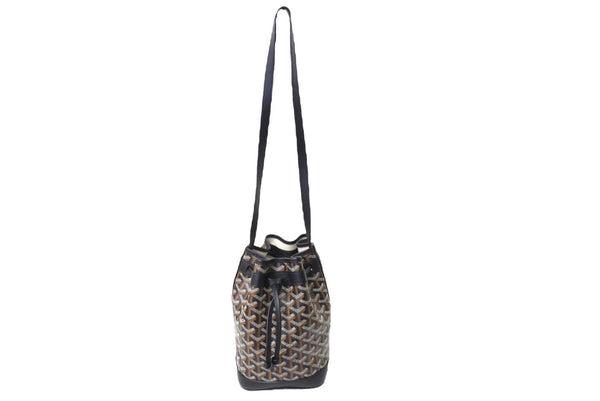 GOYARD Shoulder bag black coated canvas calfskin PEFLOTPMLTY01CL01P silver hardware S rank 4a001258