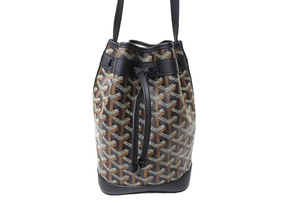 GOYARD Shoulder bag black coated canvas calfskin PEFLOTPMLTY01CL01P silver hardware S rank 4a001258