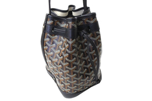 GOYARD Shoulder bag black coated canvas calfskin PEFLOTPMLTY01CL01P silver hardware S rank 4a001258