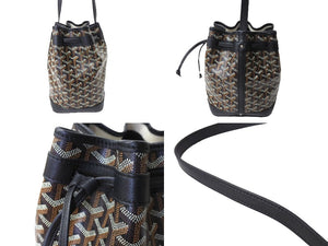 GOYARD Shoulder bag black coated canvas calfskin PEFLOTPMLTY01CL01P silver hardware S rank 4a001258