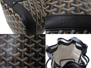 GOYARD Shoulder bag black coated canvas calfskin PEFLOTPMLTY01CL01P silver hardware S rank 4a001258