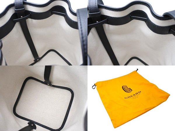 GOYARD Shoulder bag black coated canvas calfskin PEFLOTPMLTY01CL01P silver hardware S rank 4a001258
