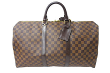 Load image into Gallery viewer, LOUIS VUITTON ルイヴィトン ダミエ キーポル50 ボストンバッグ N41427 コーティングキャンバス ブラウン 美品 中古 66490