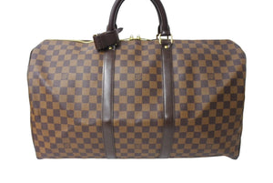 LOUIS VUITTON ルイヴィトン ダミエ キーポル50 ボストンバッグ N41427 コーティングキャンバス ブラウン 美品 中古 66490