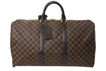 Load image into Gallery viewer, 極美品 LOUIS VUITTON ルイヴィトン キーポル50 ボストンバッグ N41427 ダミエキャンバス レザー ブラウン 中古 66491