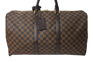 極美品 LOUIS VUITTON ルイヴィトン キーポル50 ボストンバッグ N41427 ダミエキャンバス レザー ブラウン 中古 66491