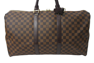 極美品 LOUIS VUITTON ルイヴィトン キーポル50 ボストンバッグ N41427 ダミエキャンバス レザー ブラウン 中古 66491