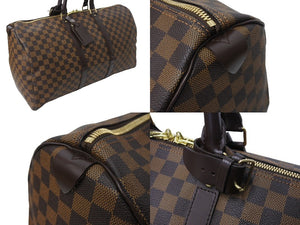 極美品 LOUIS VUITTON ルイヴィトン キーポル50 ボストンバッグ N41427 ダミエキャンバス レザー ブラウン 中古 66491