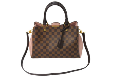 LOUIS VUITTON ルイヴィトン ブリタニー N41674 ハンドバッグ 2WAY ゴールド金具 ダミエキャンバス ブラウン ピンク 美品 中古 66508