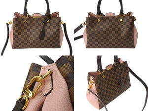 LOUIS VUITTON ルイヴィトン ブリタニー N41674 ハンドバッグ 2WAY ゴールド金具 ダミエキャンバス ブラウン ピンク 美品 中古 66508