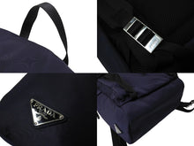 画像をギャラリービューアに読み込む, 極美品 PRADA プラダ リュック バックパック 2VZ062 トライアングルロゴ ナイロン ネイビー シルバー金具 中古 66513