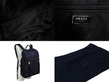画像をギャラリービューアに読み込む, 極美品 PRADA プラダ リュック バックパック 2VZ062 トライアングルロゴ ナイロン ネイビー シルバー金具 中古 66513
