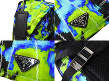 画像をギャラリービューアに読み込む, 新品同様 PRADA プラダ リュック デイパック バックパック レーダー ブラック グリーン 2VZ066 シルバー金具 中古 66514