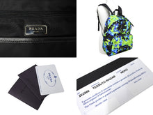 画像をギャラリービューアに読み込む, 新品同様 PRADA プラダ リュック デイパック バックパック レーダー ブラック グリーン 2VZ066 シルバー金具 中古 66514