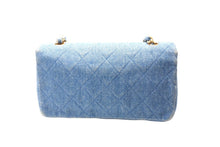 Load image into Gallery viewer, CHANEL シャネル デニム チェーン ミニ ショルダーバッグ ブルー フルフラップ ココマーク ロゴ ゴールド金具 美品 中古 66516