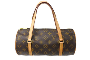 極美品 LOUIS VUITTON ルイヴィトン パピヨン26 ハンドバッグ M51386 モノグラム PVC レザー ブラウン ゴールド金具 中古 66518