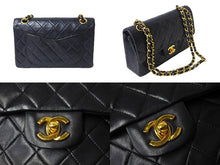 画像をギャラリービューアに読み込む, CHANEL シャネル チェーンショルダーバッグ マトラッセ23 Wフラップ ラムスキン 0番台 ブラック ゴールド 美品 中古 66519