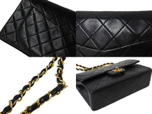 画像をギャラリービューアに読み込む, CHANEL シャネル チェーンショルダーバッグ マトラッセ23 Wフラップ ラムスキン 0番台 ブラック ゴールド 美品 中古 66519