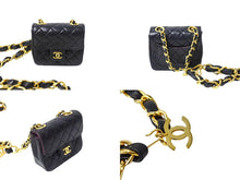 Load image into Gallery viewer, 極美品 CHANEL シャネル CC ミニ ミニ マトラッセ バッグチャーム チェーン ベルト ブラック ゴールド ラムスキン ゴールド金具 ココマーク 小物 中古 66532