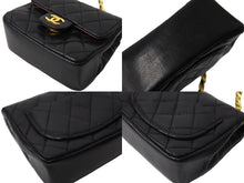 Load image into Gallery viewer, 極美品 CHANEL シャネル CC ミニ ミニ マトラッセ バッグチャーム チェーン ベルト ブラック ゴールド ラムスキン ゴールド金具 ココマーク 小物 中古 66532